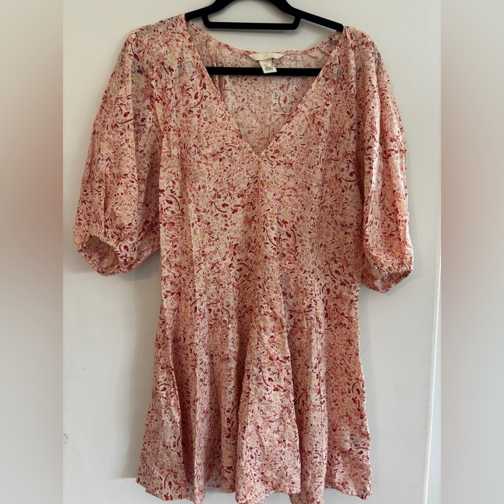 H&M Pink and Cream Mini Dress